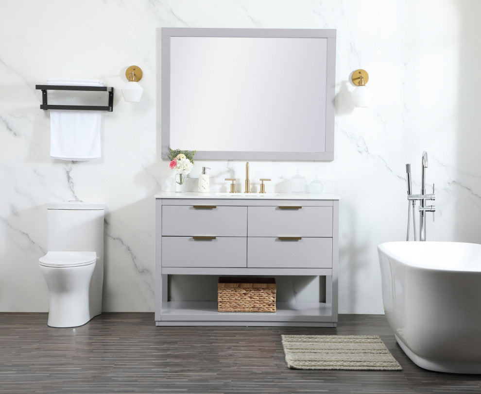 48" Single Bathroom Vanity, Gray, With Backsplash