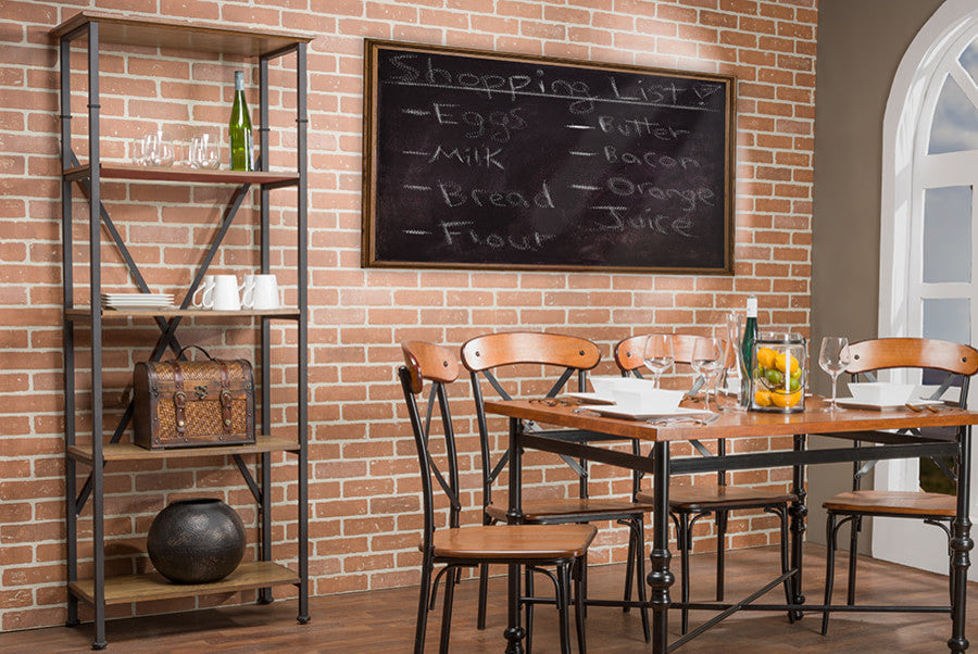 Lancashire Brown Wood and Metal Bookcase