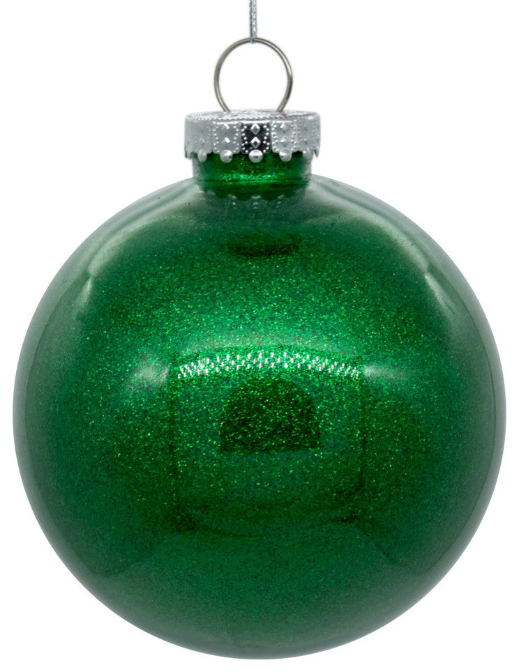 Clear Ornament With Glitter Interior , Green, 6"