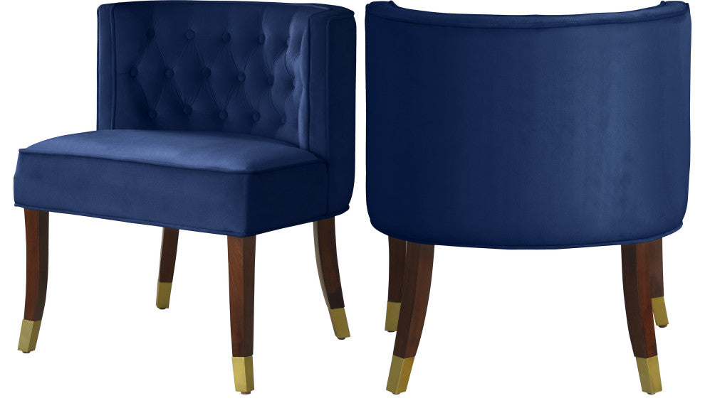Perry Velvet Upholstered Dining Chair (Set of 2), Navy