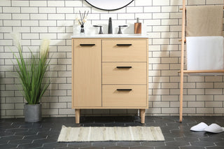 Home Living Modern Natural Oak-Light Bathroom Vanity, Maple, 30"