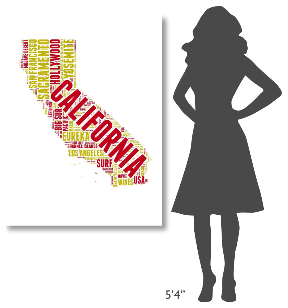 "California Word Cloud Map" Fine Art Print