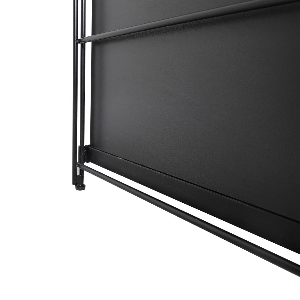 LeisureMod Brentwood Bookcase with Black Steel Frame, Black