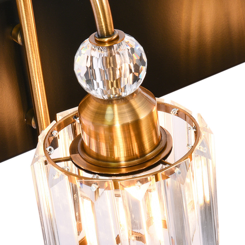 Dimmable Vanity Light With Crystal Accents, Black/Gold, 2 Light