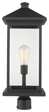 Portland 1 Light Outdoor Post Mount Fixture in Black (Rnd. Base - not incl.)