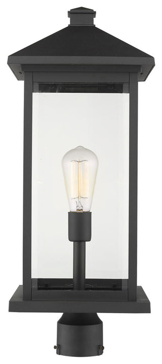 Portland 1 Light Outdoor Post Mount Fixture in Black (Rnd. Base - not incl.)