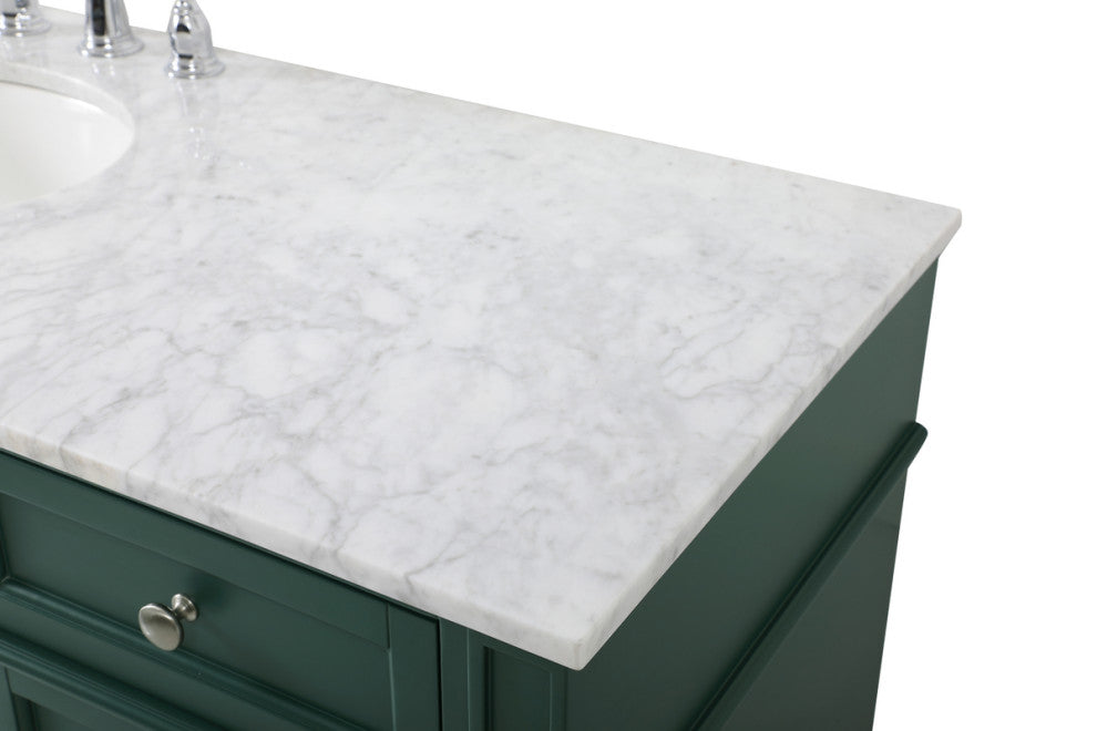 Home Living Vanity with Carrara White Marble Countertop, Green, 60", Single Sink