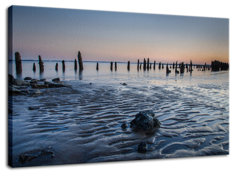 Low Tide At Battery Coastal Landscape Photo Canvas Wall Art Print, 16" X 20"