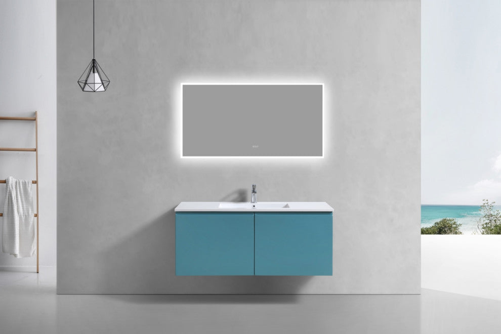 Balli 48'''' Single Sink Wall Mount Modern Bathroom Vanity, Teal Green