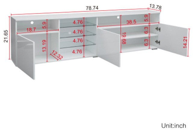 High Gloss Doors Modern TV Stand with LEDs White MDF TV Cabinet