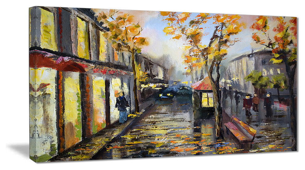 "City in Yellow Shade" Canvas Print, 32"x16"