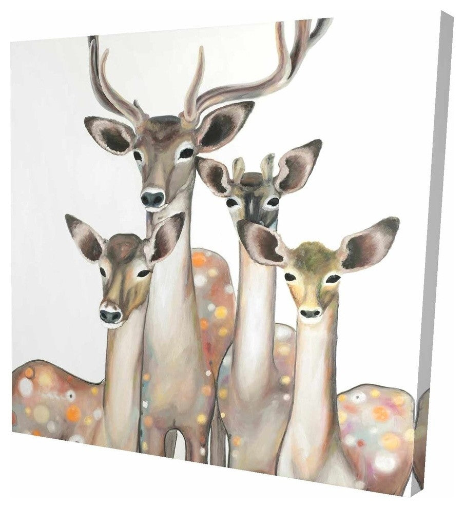 Group of Abstract Deers, Fine Art Gallery Wrapped Canvas, 24"x24"