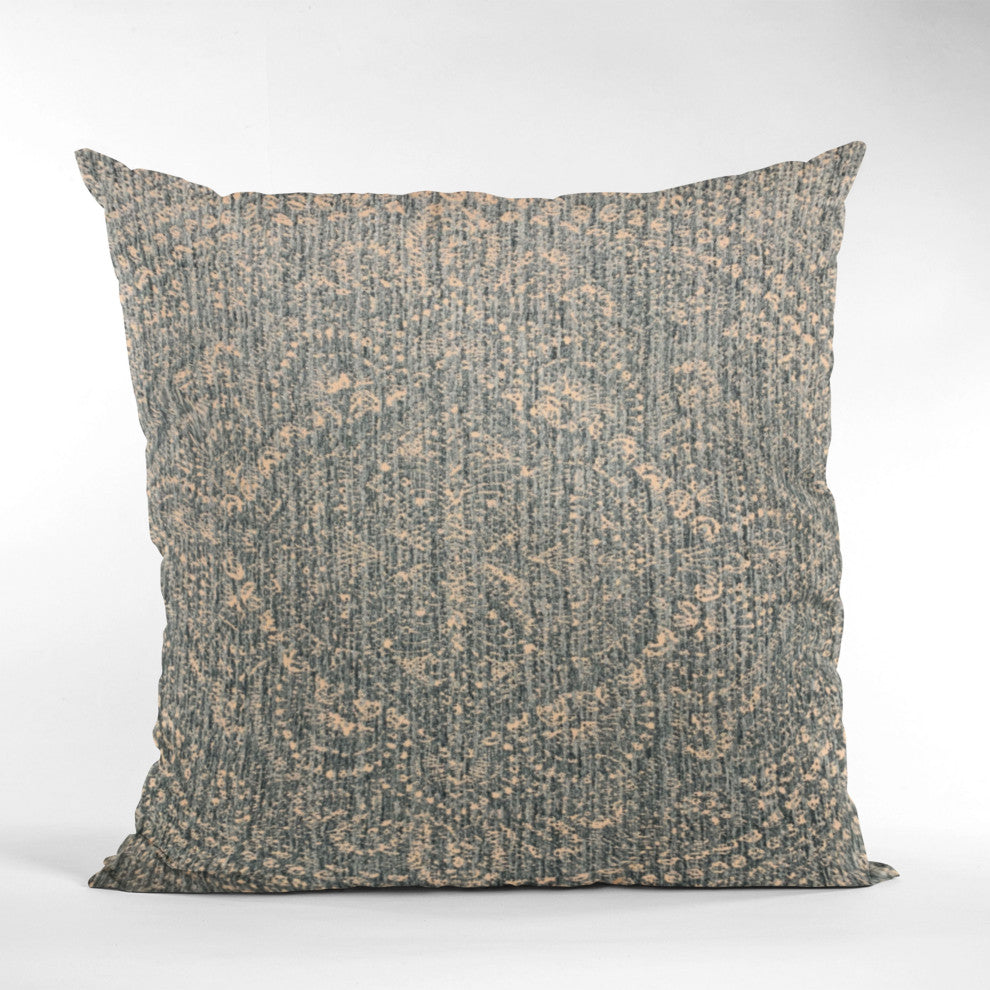 Plutus Blue Hidden Park Medallion Luxury Throw Pillow, 20"x30"