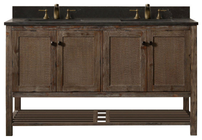 Legion Furniture Double Sink Vanity, Rustic Brown, 60"