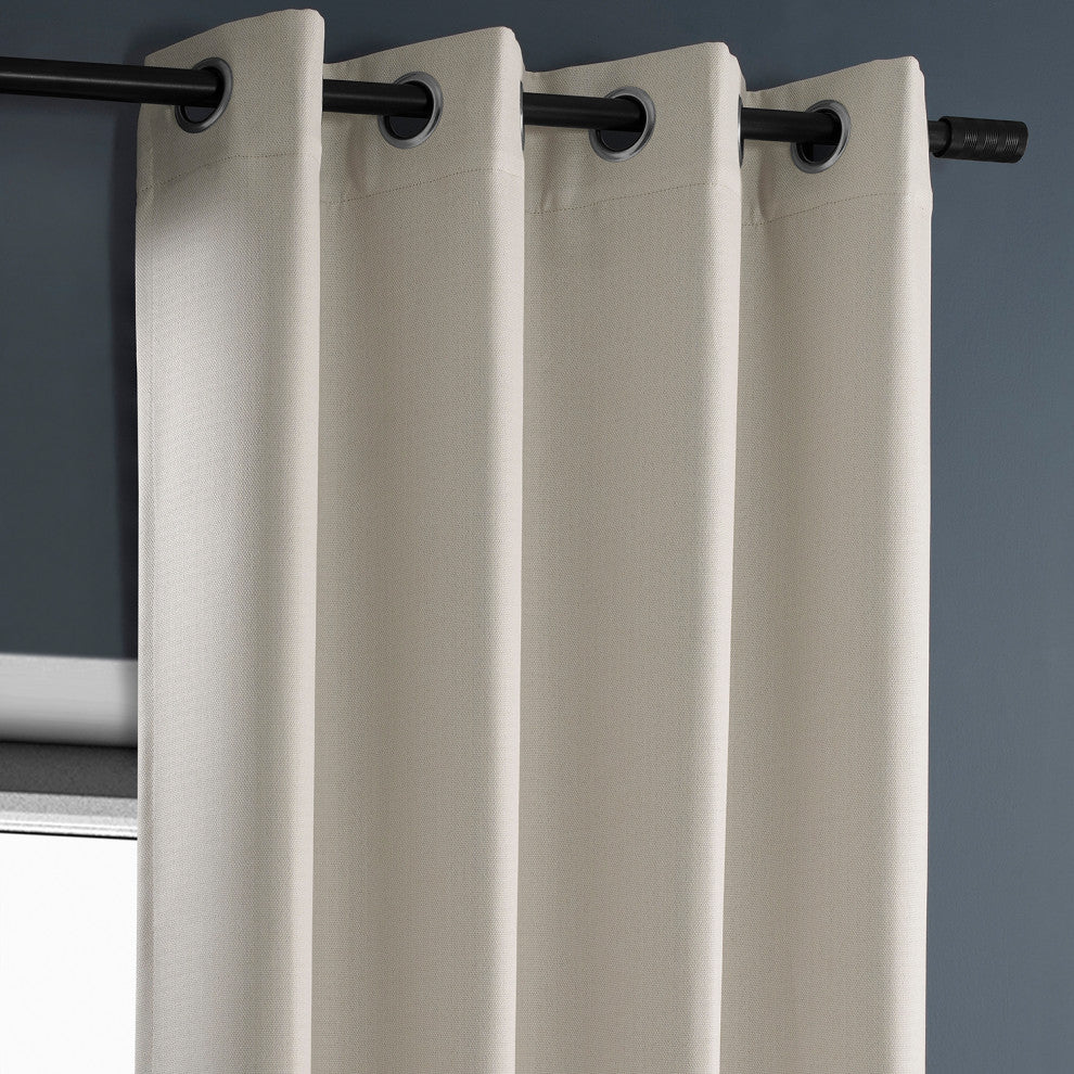 Faux Linen Grommet Room Darkening Curtain Single Panel, Birch, 50"x84"
