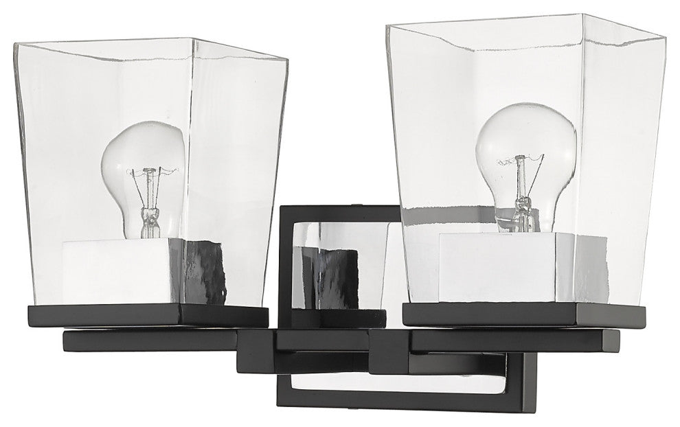 Z-Lite 475-2V Bleeker Street 2 Light 14"W Bathroom Vanity Light - Matte Black /