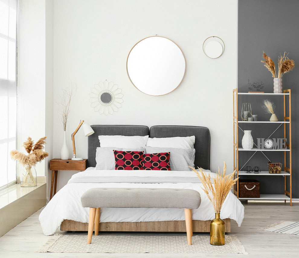 Mod Circles Accent Pillow, Dark Red, 26"x26"