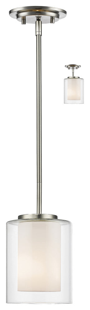 Zlite 426MP-BN 1-Light Mini Pendant, Clear Outside/Matte Opal Inside