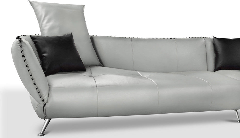 Modern Vitali Light Grey Microfiber Leather Sectional - Right Chaise