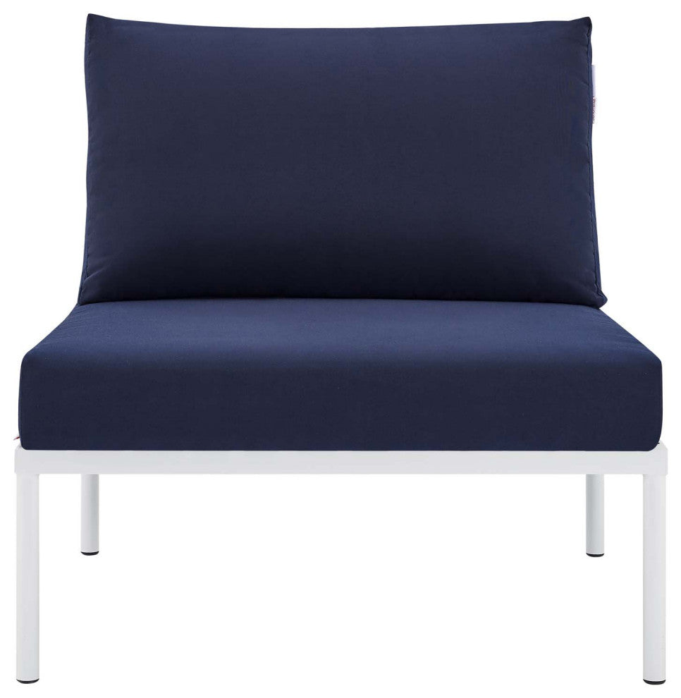 Harmony Sunbrellaï¿½ Outdoor Patio Aluminum Armless Chair-White Navy