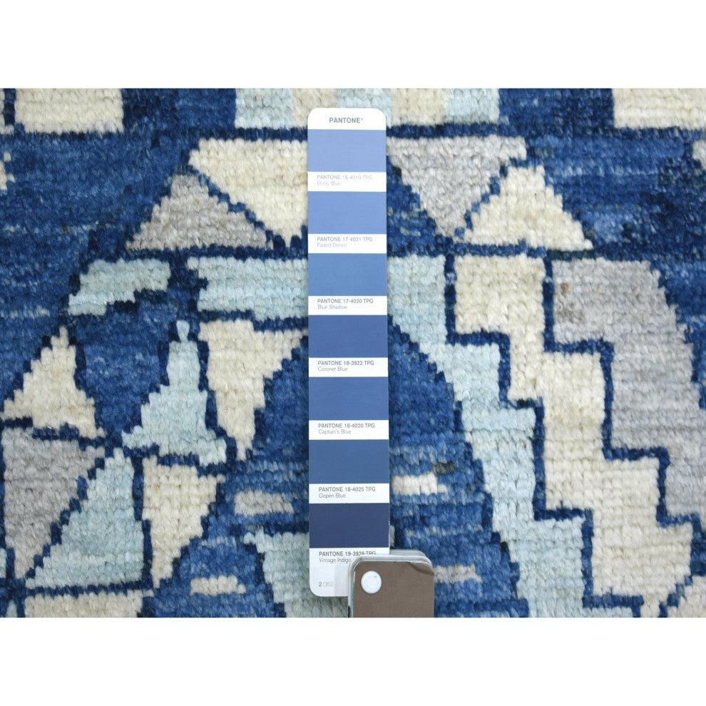 Blue, Wool Hand Knotted, Anatolian Village Inspired Oriental Rug, 6'0"x8'9"
