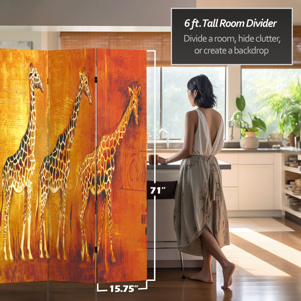 6' Tall Giraffe and Elephant Double Sided Room Divider