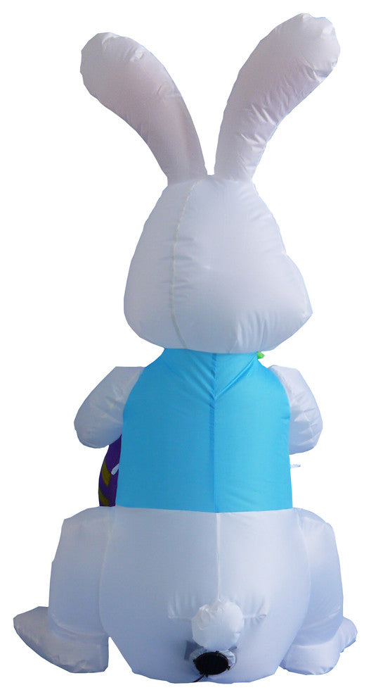 Easter Inflatable Rabbit Pushing Wheelbarrow With Eggs, 4'' Long