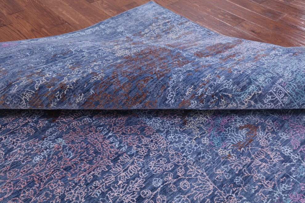 7' 11" X 9' 10" Modern Wool and Silk Hand Knotted Rug Q7047