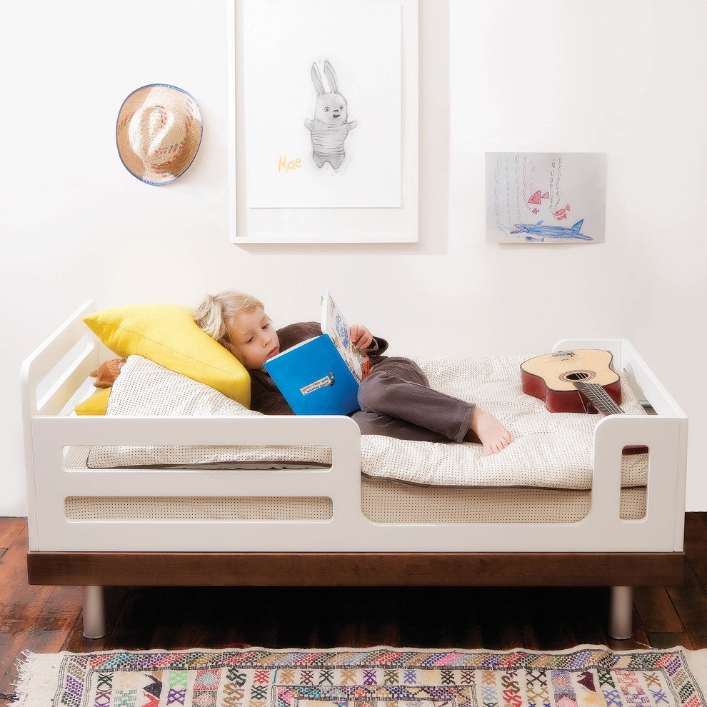 Classic Toddler Bed, Walnut and White