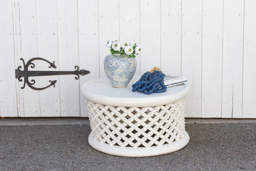 Aged White Bamileke Round Table