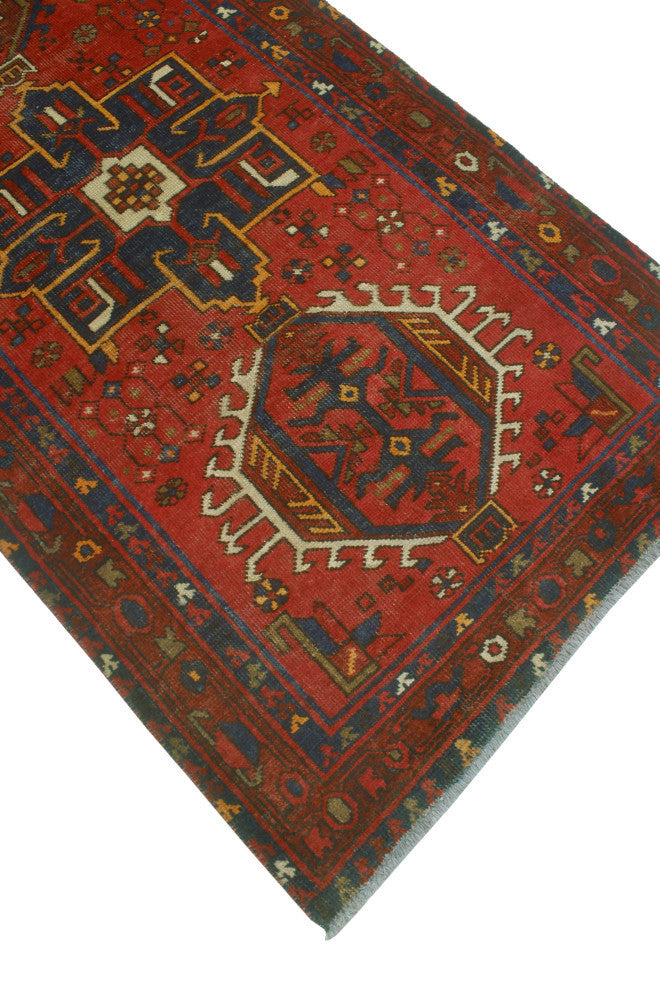 Fine Vintage Distressed Keila Red/Brown Runner, 3'1 x 12'8
