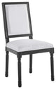 Court French Vintage Upholstered Fabric Dining Side Chair Black White