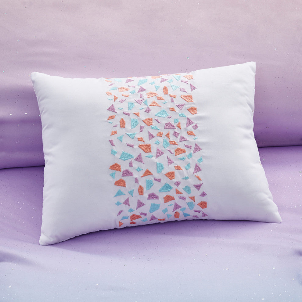 Mi Zone Glimmer Metallic Glitter Printed Reversible Duvet Cover Set