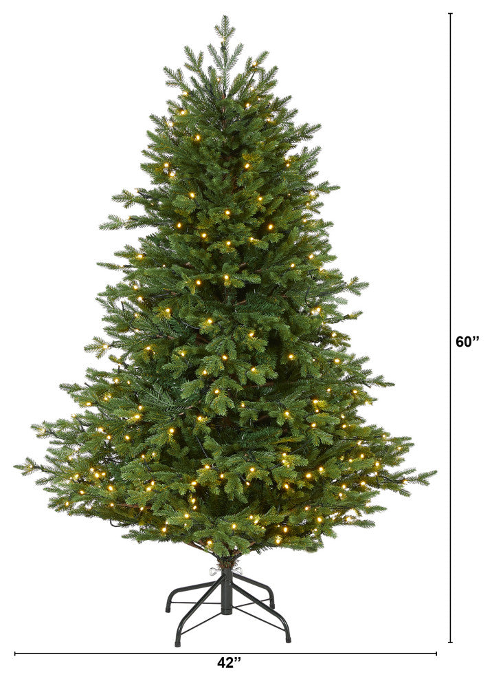 5' Wyoming Spruce Faux Xmas Tree With 300 Clear Lights and 773 Bendable Branches