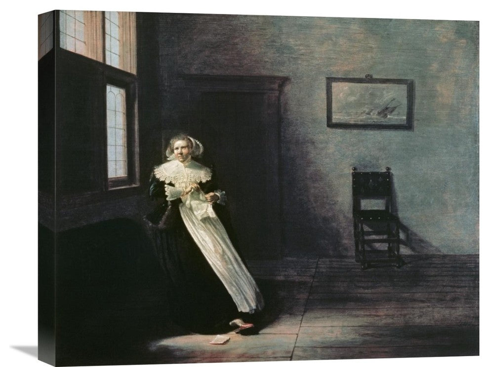 "Woman Tearing Up a Letter" Stretched Canvas Giclee by Frans Hals, 22"x18"