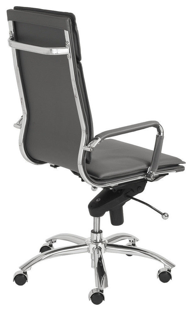 Gunar Pro High Back Office Chair, Gray Leatherette/Chrome