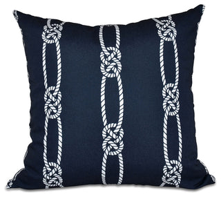 Tom Foolery, Stripe Print Pillow, Navy Blue, 16"x16"