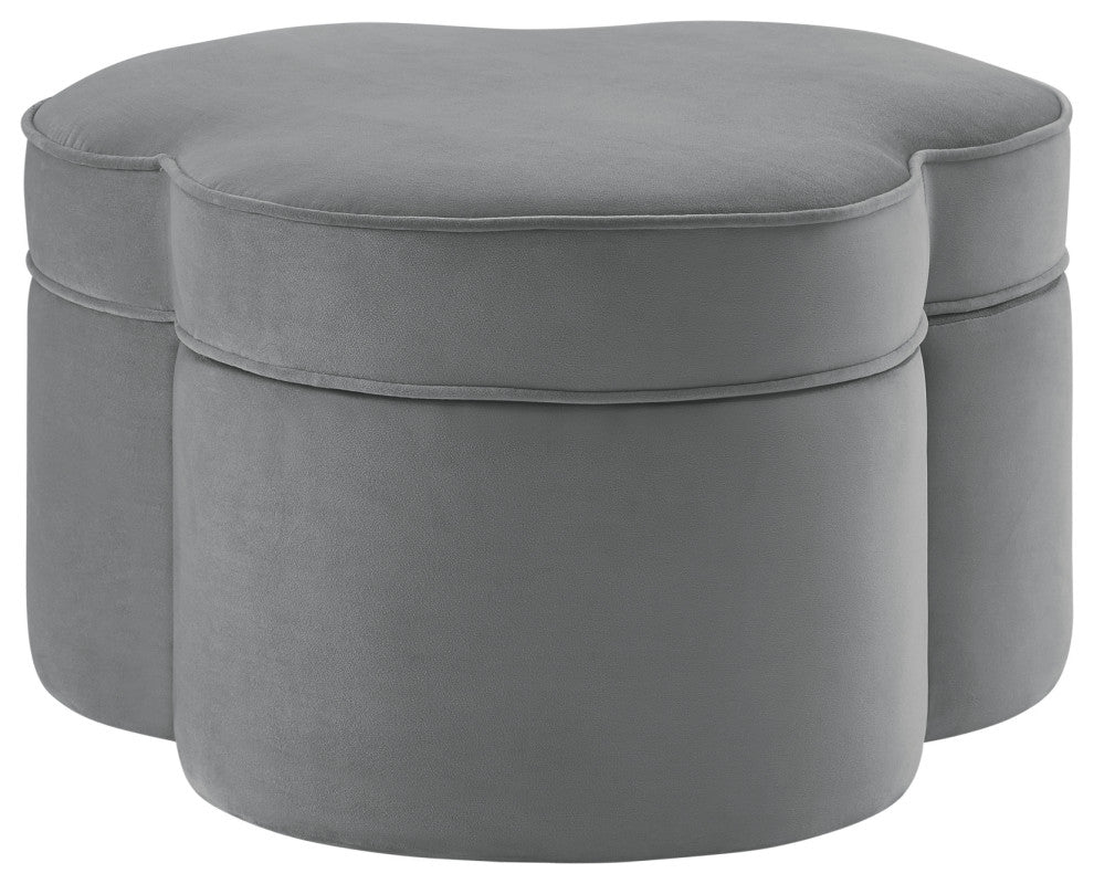 Rustic Manor Jalayah Ottoman, Upholstered, Velvet, Gray