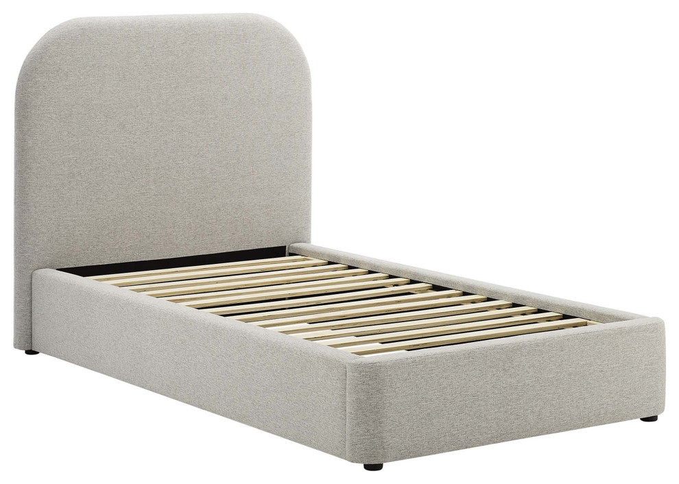 Keynote Upholstered Fabric Curved Twin Platform Bed