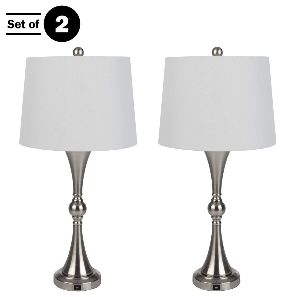 Set of 2 Table Lamps With USB Charging Ports, Touch Control, and LED Bulbs