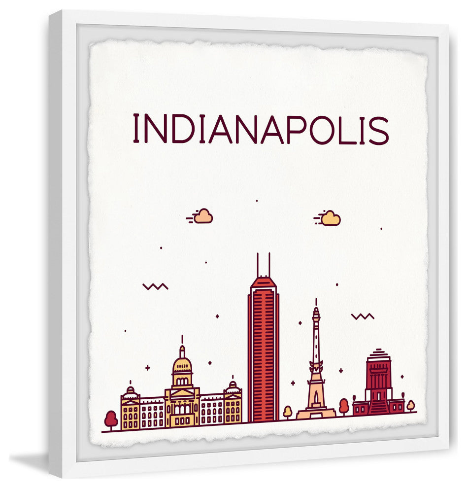 "Indianapolis Landmarks" Framed Painting Print, 18x18