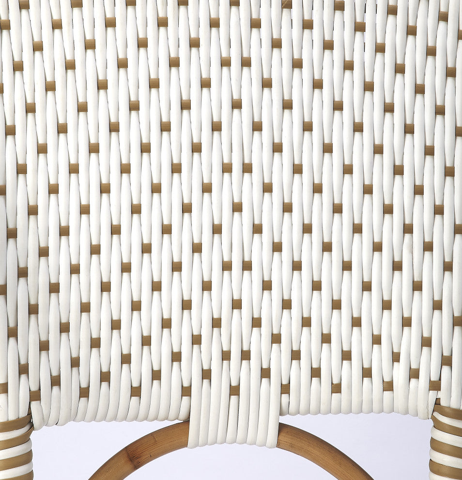 Butler Solstice White and Tan Rattan Counter Stool