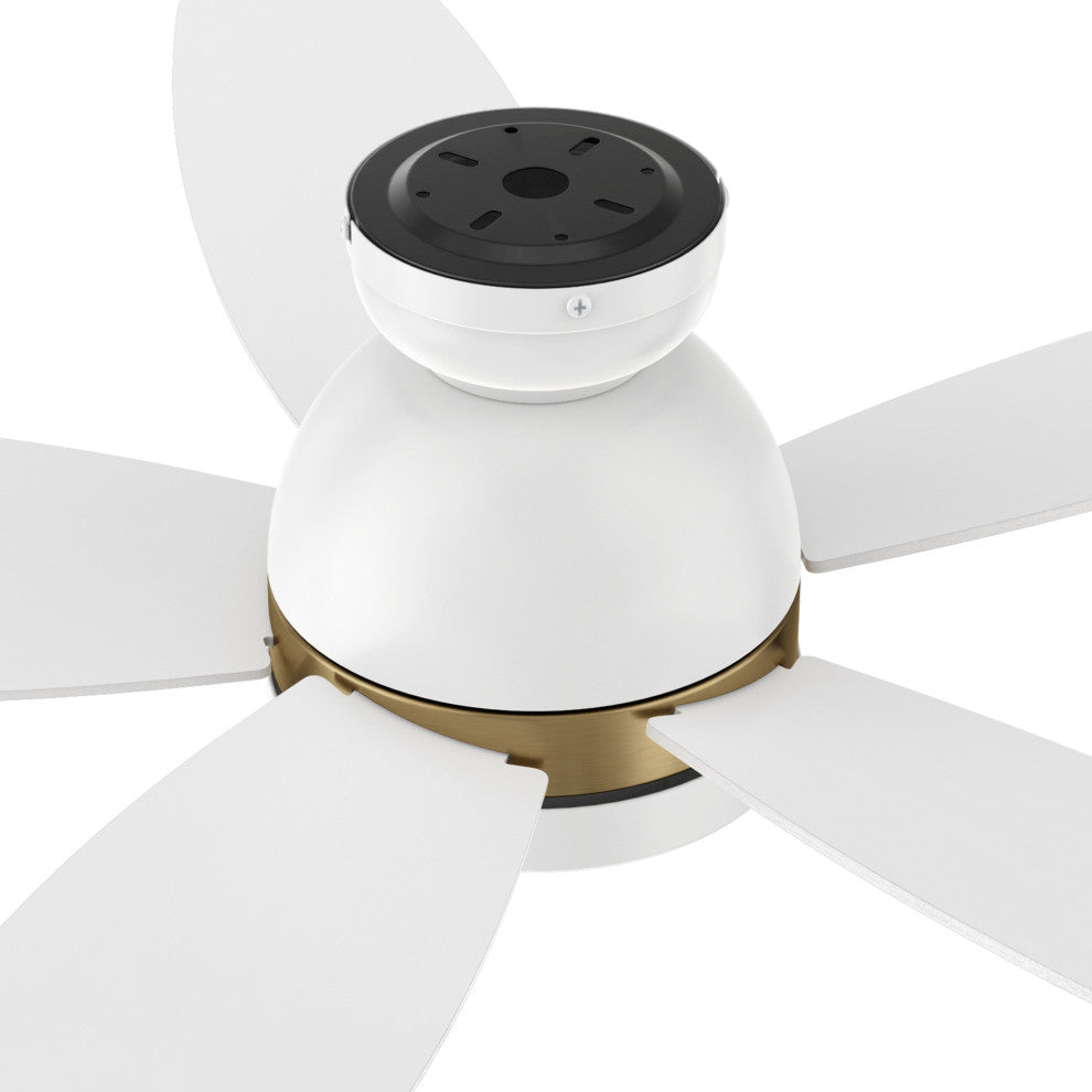 CARRO 48" Low Profile Ceiling Fan With Lights and Remote for Bedroom, Gold/White