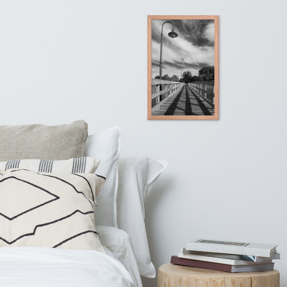 Follow the Lines Rural Landscape Framed Photo Paper Wall Art Prints, Red Oak, 12" X 18"