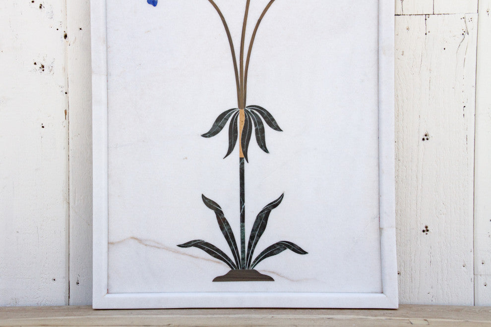 Precious Botanical Inlay Marble Panel