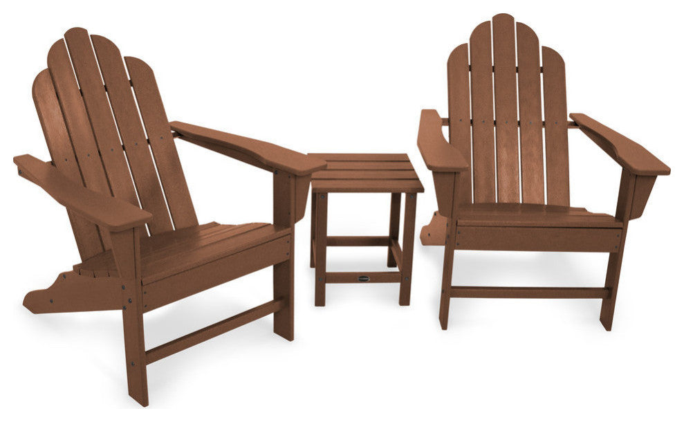 Polywood Long Island Adirondack 3-Piece Set, Teak