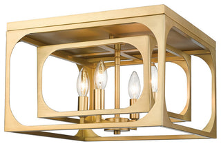 Zlite 3038F-RB 4-Light Flush Mount, Rubbed Brass