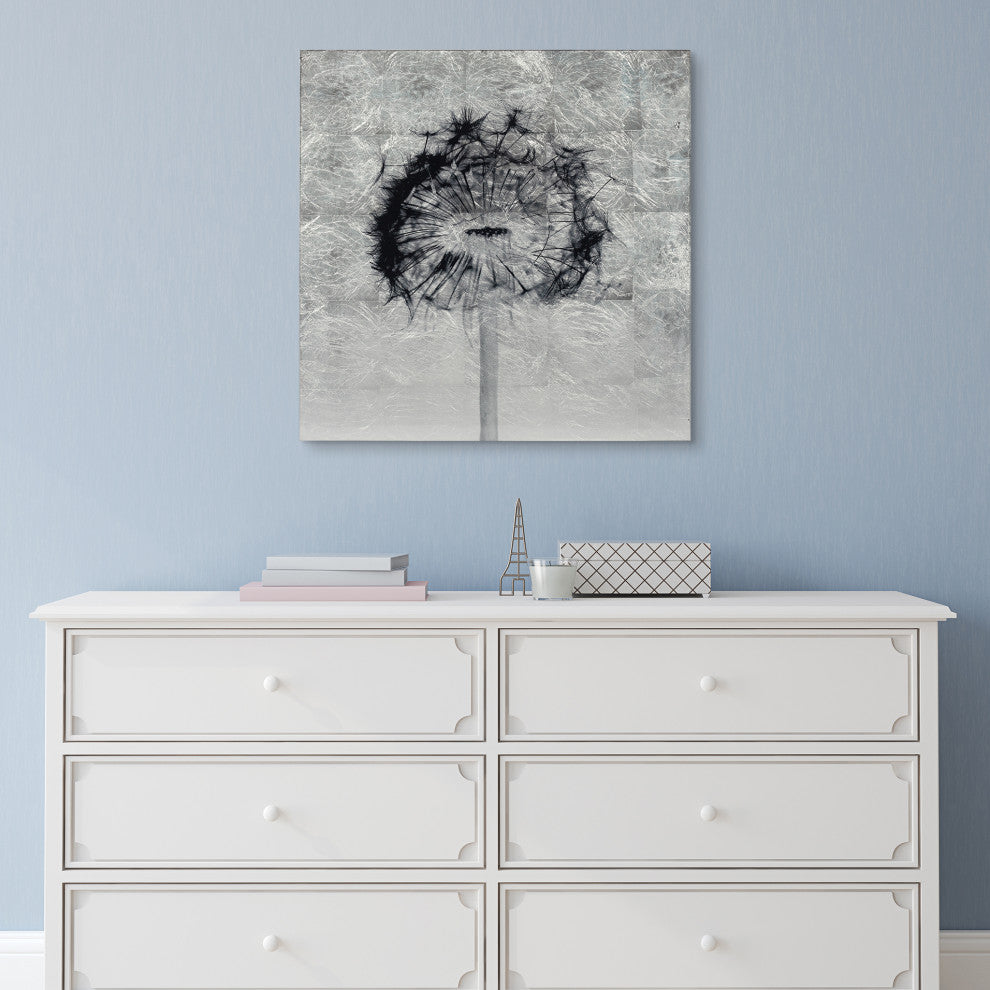 Dandelion and Tulip Diptych Wall Art Reverse Print Tempered Glass With Silver Le