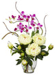 Peony and Orchid Silk Flower Arrangement, White
