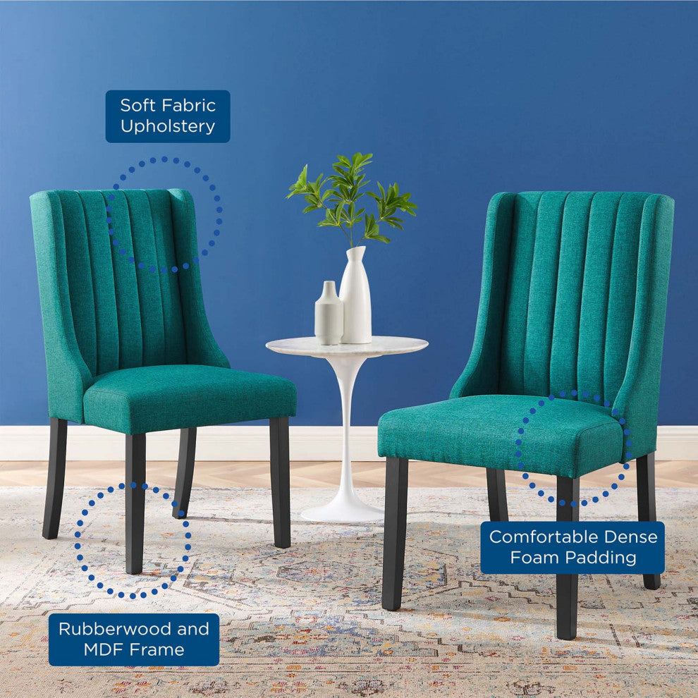 Side Dining Chair, Set of 2, Fabric, Teal Blue, Modern, Cafe Bistro Restaurant